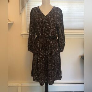 Uniqlo Black Floral Dress Long Sleeves size small